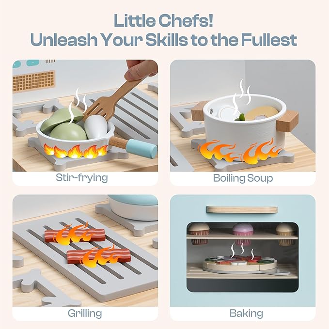 Wooden Toy Kitchen Oven Playset - Image 2